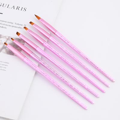 China NEW 2021 Poly Manicure Beauty Tool Synthetic Pink Nail Art Brushes Private Label Professional Gel Nail Art Flat Kit High Quality UVGel Pen For Nails for sale