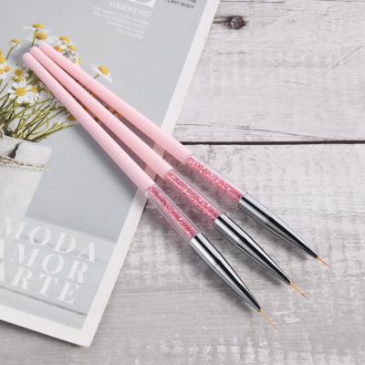 China NAIL OEM 2022 Styles New 3PCS Per Set Nail Art Fine Liner Brush Diamond Pink Handle 8MM 10MM 12MM for sale