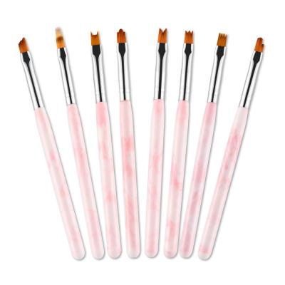 China Nail Salon Tools Factory Best Quality Flower Manicure Drawing Brush Nail Hair Art Brushes Set Private Label Handle Synthetic Gradient Marble Pink for sale