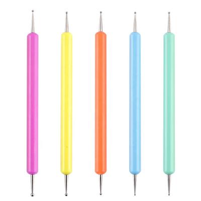 China TITIAN NAIL 5pcs Set Double Fake Dead Stone Pen Crystal Picker Nail Art Brush Colorful Plastic Handle Dotting Pencil Design Tools for sale