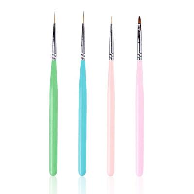 China TITIAN NAIL 7/9/11mm OEM 4pcs Wood Handle Nylon Fine Nail Nail Art Gel Brush Pen UV Painting Brush Set for sale