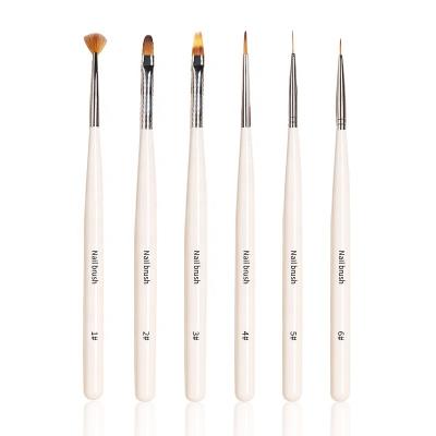 China NAIL TITIAN Nail Polish 6pcs/set Custom Painted Brush Synthetic Acrylic Nail Art Detail Brush Wooden Handle Set for sale