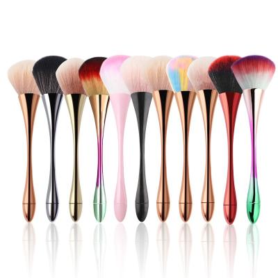 China High Quality Colorful NAIL TITIAN Soft Nail Handle Metal Powder Brush Hair Dust Progressive Cleaning Brush Gold For Nails for sale