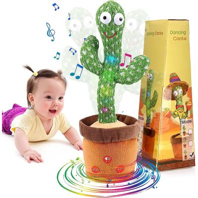 China Funny Cactus Factory Funny Dancing Record and Repeat Talking Electronic Plush Baby USB Recording Kids Talking Singing Dancing Cactus Toy for Baby for sale