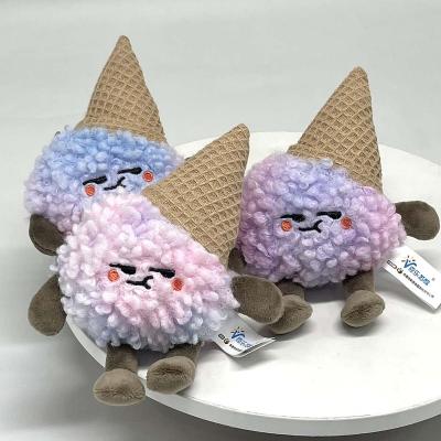 China Custom Cute Soft Ice Cream Maker Sound Doll Plush Keychains Pendant Toys 16cm Wholesale Custom Cloth For Kids Gifts for sale