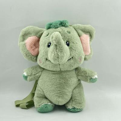 China 30cm Wholesale Price Custom Kids Cartoon Cute Boy Girl Customize Custom Plush Doll Green Elephant Plush Bag Plush Backpack for sale