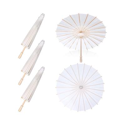 China Customization DIY Umbrellas New Chinese Style Craft Kaan Gifts Blank Handle Paper Handmade Drawing Wooden Umbrella for sale