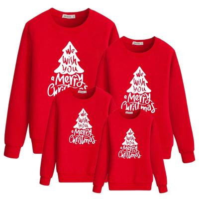 China Breathable Sweatshirts Family Christmas Long Sleeve Tops Mom Dad Matching Outfit Kids Pullover Tree Print for sale