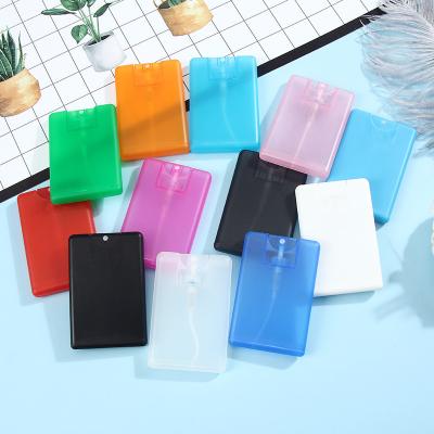 China Cosmetic Black Plastic Perfume Credit Card Pocket Cosmetic Fine Mist Spray Bottle 20ml Green Pink Blue for sale