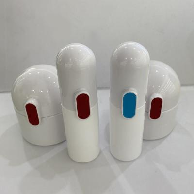 China 2021 New Design 15ml 30ml 50ml Cosmetic Luxury Cute Cosmetic Packaging Unique Airless Round Jar Lotion Color Pump Bottle for sale