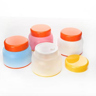 China 2022 Cosmetics New Design 50ml 100g Frosted Double Wall White Orange Pink Pink PP Plastic Cosmetic Cream Jars for sale