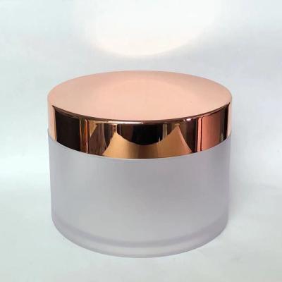 China Hot Sale 5g 10g 30g 50g 100g 200g 250g PETG Cosmetic Empty Plastic Clear Frosted Jar With Rose Gold Lid For Packaging for sale