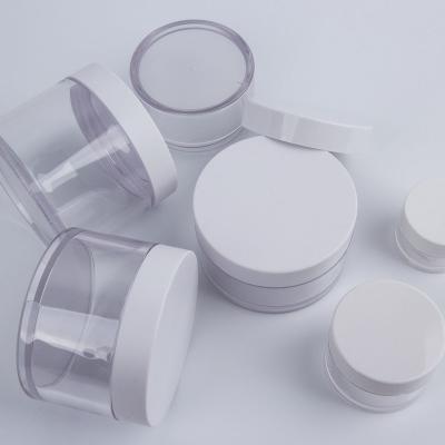 China Best Selling 5g 10g 30g 50g 100g 200g 250g PETG Cosmetic Cream Plastic Clear Frosted Jar With White Cap For Cosmetic Packaging for sale