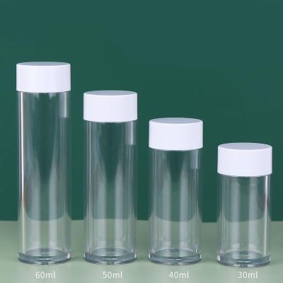 China New desgin cosmetic 60ml 80ml 100ml empty clear plastic PET thick walled jar with white black lid for cosmetic packaging for sale