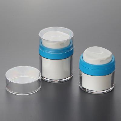 China High Quality Cosmetic AS 30ml 50ml Personal Care Material Cosmetic Airless Cream Jar With Colorful Press Pump for sale