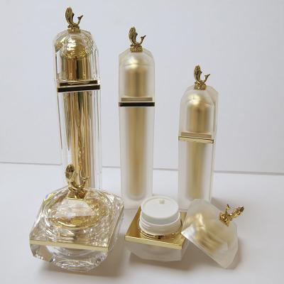 China 2022 New Design Fish Cosmetic Cap 30ml 50ml 100ml Empty Acrylic Lotion Bottle With 30g 50g Cream Jar for sale