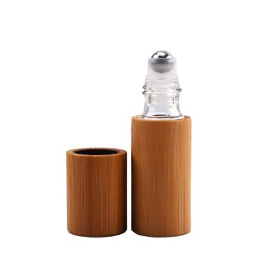 China Cosmetic Natural Bamboo 5ml Portable Wooden Bamboo Roll On Tube Bottle For Essential Oils Stainless Steel Roller Ball for sale