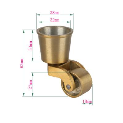 China Modern Heavy Duty Stainless Steel Iron Furniture Caster Wheels Brass Caster Wheels With Cup for sale