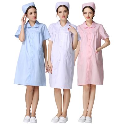 China Custom Logo Female Nurses Hospital Soft Uniform Quality Eco Anti-wrinkle White Cotton Pregnancy Scrubs for sale