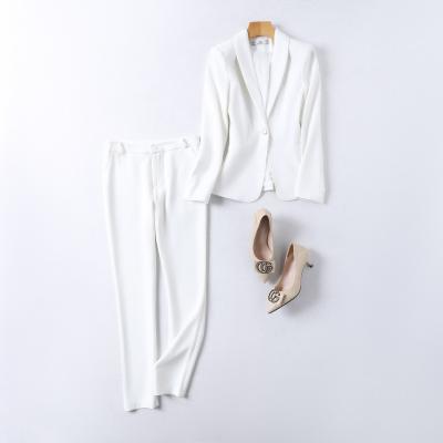 China Anti Shrink European Office Uniform Style For Ladies OL Women Formal White Suit OEM for sale