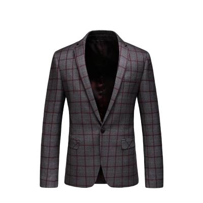 China Custom Made Business Suit Casual Plaid Jacket Anti Shrink Slim Fit Design For Men for sale