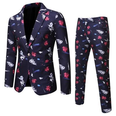 China Latest Anti-Wrinkle Mens Suit Designs Fashion Loose Color Printing Casual Mens Sublimation Floral Suit for sale