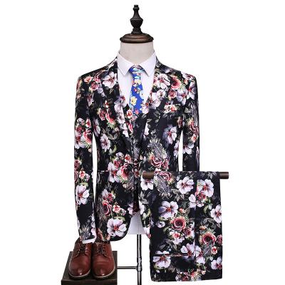 China Anti-wrinkle men's slim fit 3 piece fashion vacation leisure suit printing African men's fancy suit for men for sale