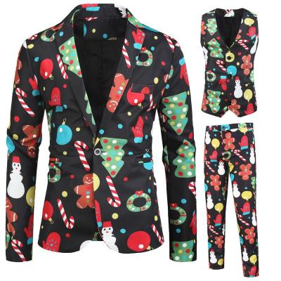 China Anti-Wrinkle Men Sleeve Long Print Latest Suits Cotton 3 Pieces Silk For Mens Christmas Suit Set for sale