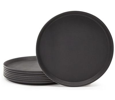 China (Size) Adjustable Plastic Fast Food Trays, Scratch-Resistant Black Cafeteria Tray, Fast Food Serving Trays Large Round Plastic Serving Tray for sale