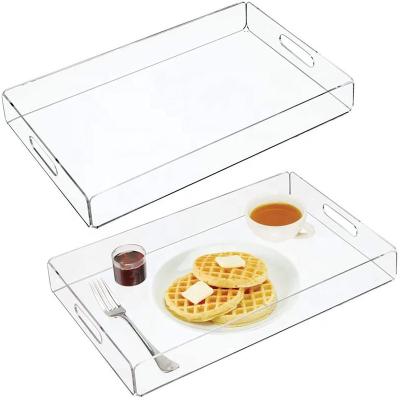 China Modern Wholesale Acrylic AC0005 Trays For Organizing Drawers Serving Food Tray With Handle for sale