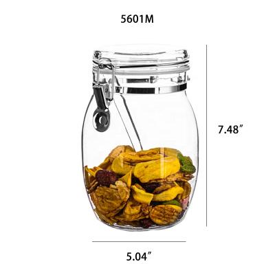 China High Quality Sustainable Large Capacity 5602 1200ml Transparent Tank Sealed Storage Jar With Buckle for sale