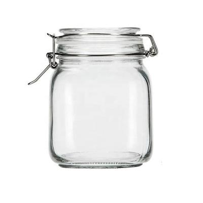 China New KC0023-1 100ML Viable Popular Glass Jars And Containers Stainless Steel Buckle Glass Sealed Storage Tank for sale