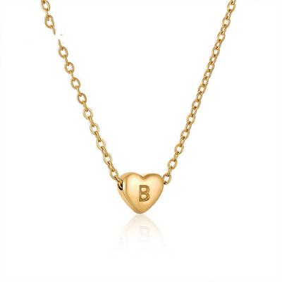 China Environmental Friendly Stainless Steel Letter Necklaces Gold Plated Personalized Customize Heart Shape Letter Alphabet Pendant Necklaces For Women for sale