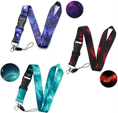 China Silky Neck Lanyard Keychain, Fashionable Detachable Black Loop Name Lanyard Galaxy Lanyard Tag For Car ID Card Badge Holder for sale