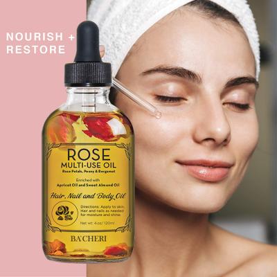 China Pure Private Label 100% Rose Moisturizer Essential Oils Ampoule 2021 New Nourishing Skin Repair Rose Multi-Use Anti Aging Oil for sale