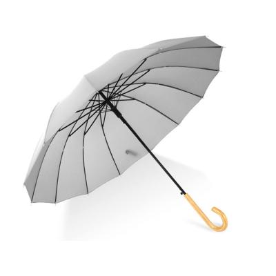 China 16K Customize Straight Handle Umbrella Curved Wood Handle Straight Umbrella 105cm for sale