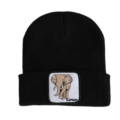 China Hot sale patch embroidery winter animal knitted hat keep warm for sale