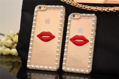 China (diamond DIY Cute Red Lip ) Iphone6 4.7 5S inch Mobile Phone Case Pouch for sale