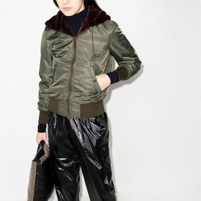 China New Style Breathable Fashionable Winter Cropped Faux Fur Hooded Reversible Zipper Jacket For Women for sale