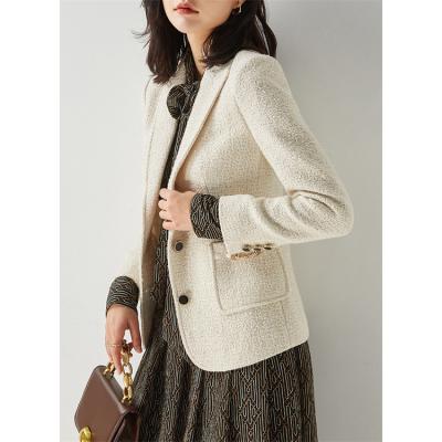 China Fashionable viable newcomer turn down collar slim gold thread tweed suit jacket coat for women for sale