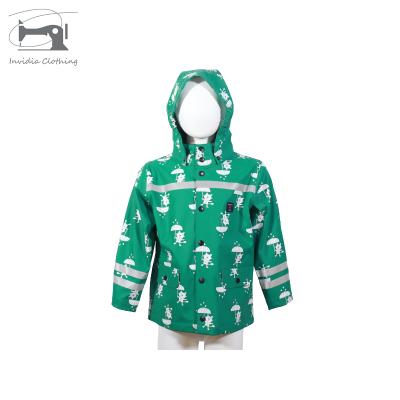 China Cute Anima Cat Carton Green Student Kids Rain Coat Outdoor Fashion Single Handsome Waterproof Clothes for sale