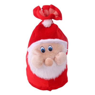 China 100%POLYESTER Christmas Decoration Supplies Hot Selling NONWOVEN Santa Man Gift Drawstring Plush Customizable Candy Bag for sale