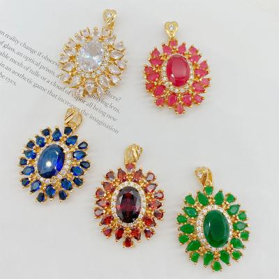 China Fashionable luxury minimalist delicate new pattern cubic zirconia18k gold plated women fashion pendant for sale