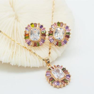 China TRENDY Accessories Women Fashion Christmas Stainless 18k Gold Plated Expensive Earring Pendant Jewelry Set for sale