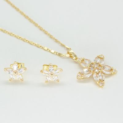 China Custom Fine Trendy Bridal Fashion Famous Earring Necklace Wedding Gift Cubic Zirconia Women Jewelry Set for sale