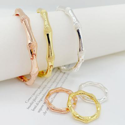 China Women's Fashion Bride Earring Fashion Wedding Bracelet Set 18K Gold Plated Luxury High Quality Generous Ring for sale