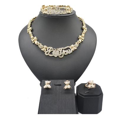 China Trendy And Fashionable Color 18K Gold Plated Ladies Jewelry Set I Love You for sale