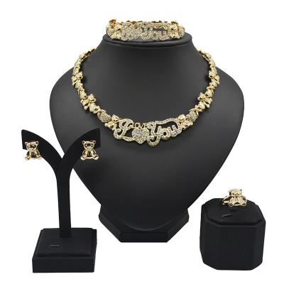 China Fashionable hot sale women's jewelry set xoxoxoxo 18K gold plated I love you for sale