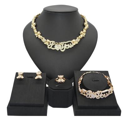 China 2021 fashion 18K gold plated color xoxoxo trendy women's jewelry set i love you for sale