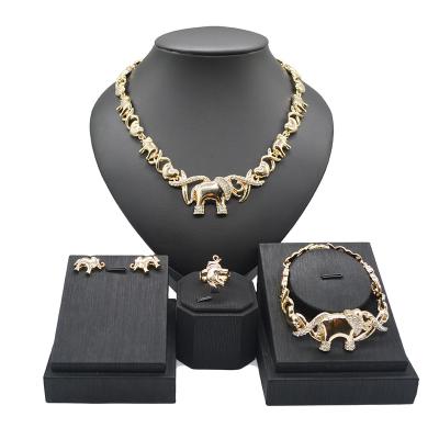 China New Trendy Popular Gold Plated 18K Color XOXO Elephant Lady Jewelry Set for sale